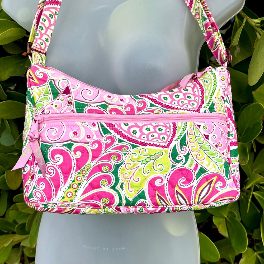 Vera Bradley Pinwheel Pink Small Libby Cargo Hobo Crossbody Bag Purse Pockets - Picture 15 of 16